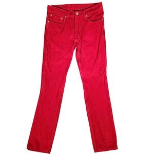 Levi's 511 Slim Fit Corduroy Pants Mens 31x32 Red Excellent Ribbed Cords
